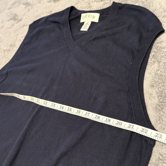 Orvis Mens Lightweight Vest Navy Size XL Cashmere Blend - Picture 4 of 5